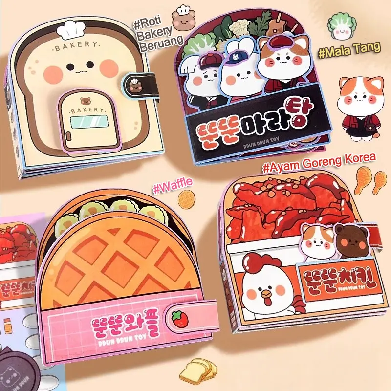 Waffle Buku Tenang Gadis DIY Bahan Tangan Anak-anak Stereo Stiker Pincet