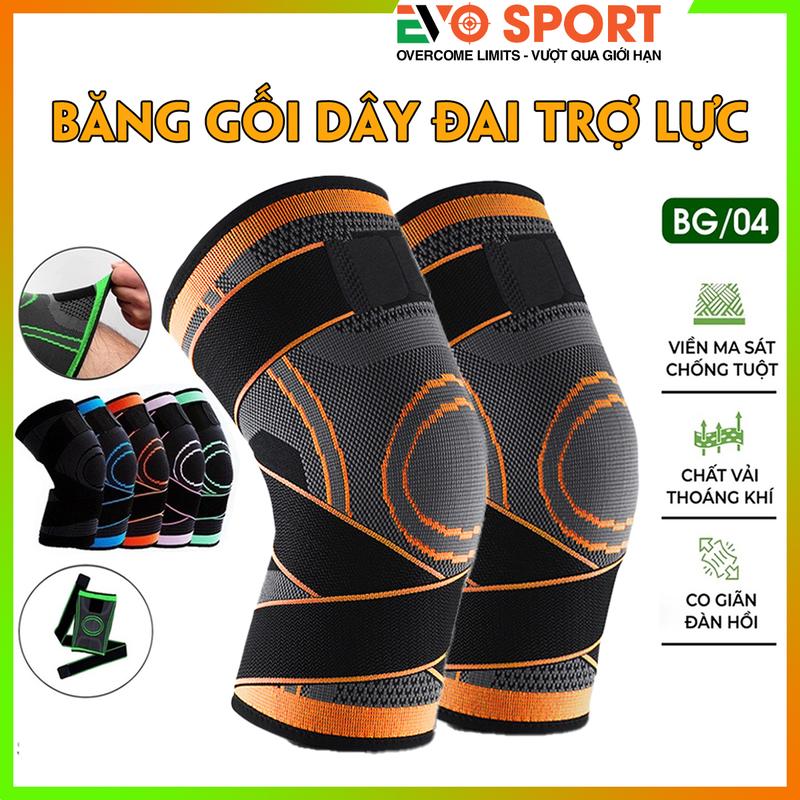  Bảo Vệ Đầu Gối Đôi BG 04 Băng Bó Gối Thể Thao Tích Hợp Dây Đai Trợ Lực Dùng Cho Bóng Đá Bóng Rổ Tập Gym Cầu Lông Tennis 