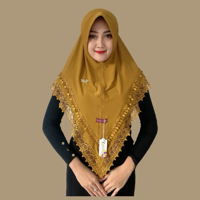 Indah Store - Hijab Instan Bergo Pet Jersey Doubel Renda Senada Valencia By Rafillah Busa Muslim 4