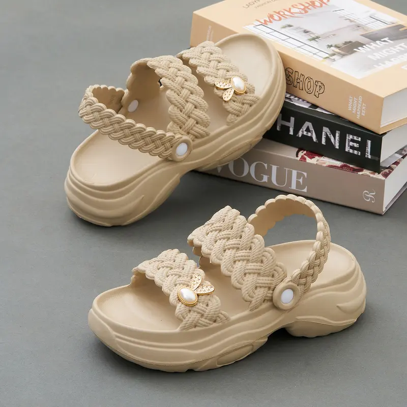 Sandal Wedges Wanita Sol Tebal Sandal Wanita Fashion Tali EVA Ekstra Tebal Baim Wanita Motif Tali Belakang Rubber Empuk Size 36-40 6