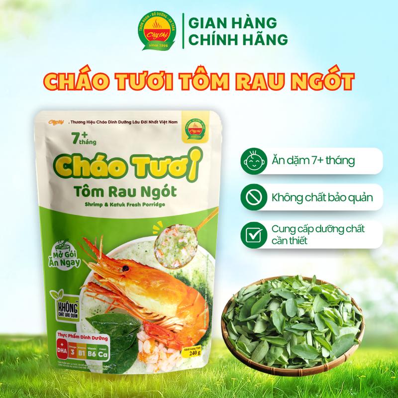 Cháo Tươi Cây Thị Tôm Rau Ngót 240g | Cháo Tươi Ăn Liền Cung Cấp Dinh Dưỡng Cần Thiết Từ 7M+ và Người Lớn