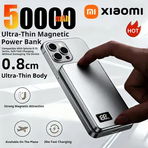 Xiaomi 2025 New 50000mAh Lightweight External Magnetic Wireless Power Bank PD22.5W Fast Charging - Suitable For IPhone Samsung