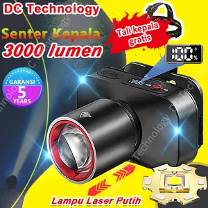 Senter Kepala LED Zoom 80W AK-3685A Putih / AK-3686K Kuning / AK-3675A Dengan Adaptor Original