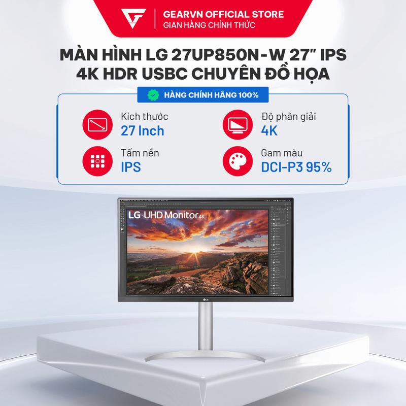  Màn hình LG 27UP850K-W 27" IPS 4K HDR USBC Chuyên Đồ họa 