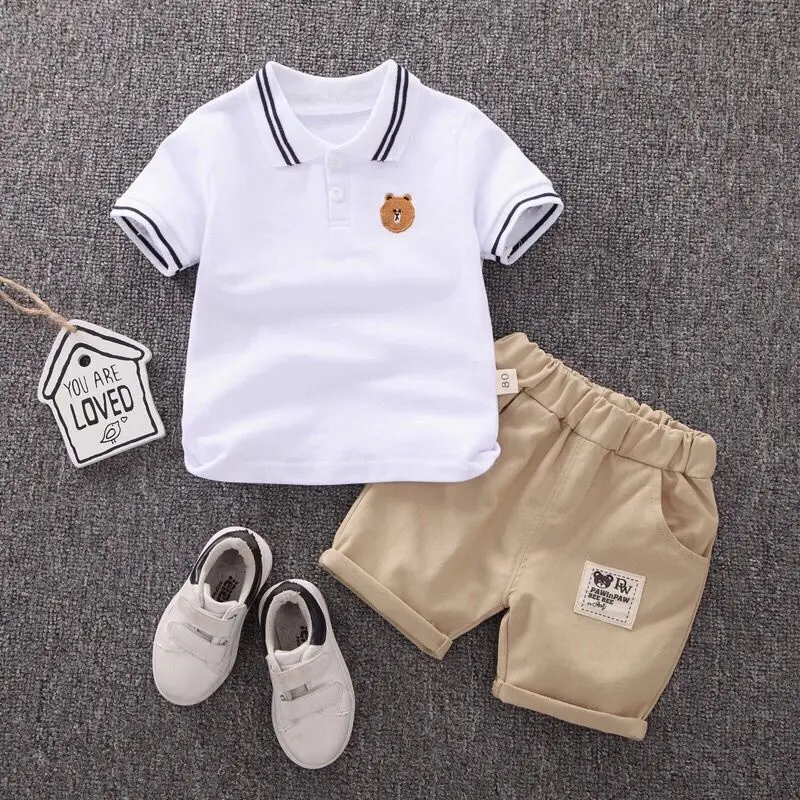 0-6Y Baby Boy Clothes Kids Clothes Boy Set Polo Short-sleeved T-shirt Shorts Sports Two-piece Suit