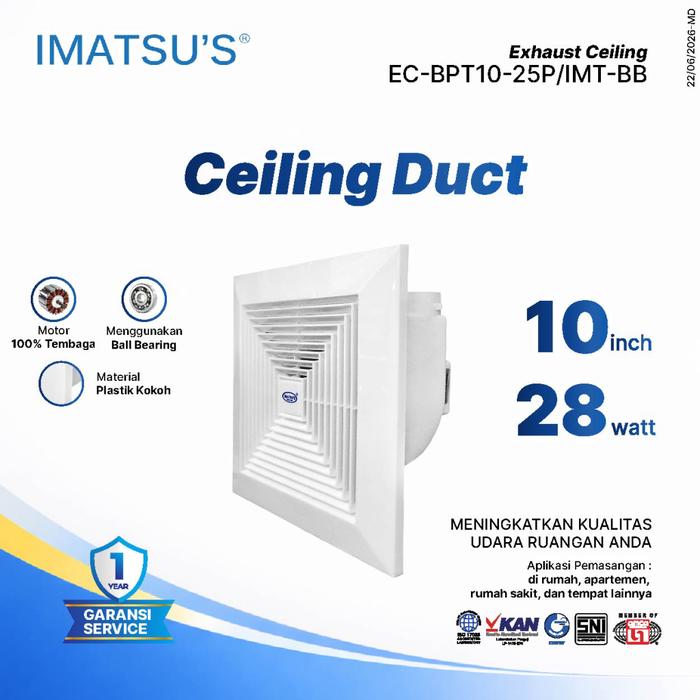 Gambar IMATSU'S Ceiling Exhaust Fan 10 Inch 220V Exhaust Plafon Penghisap Udara Ventilasi Kamar Mandi Toilet Dapur dari Kipas Online CKE Kota Administrasi Jakarta Barat Tokopedia