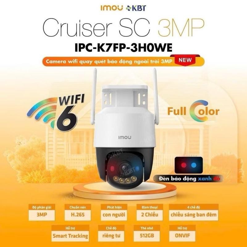 ￼Camera Wifi Imou Cruiser SC K7FP chuẩn 3K 5MP, xoay 360 độ, đèn báo xanh đỏ, Bảo hành chính hãng 2 năm 2