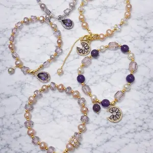 JJ-147 Gelang Mutiara Dengan Kristal Alami Dan Mutiara Desain Mewah Dan Elegan Cocok Di Berbagai Kesempatan Uk 160mmx7mmx5mm