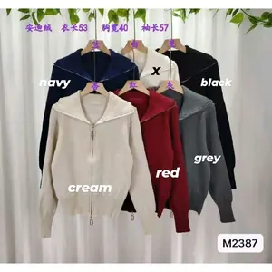 [M2387] CARDIGAN KERAH DOUBLE ZIPPER KNIT