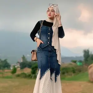 Ella Trendy Setelan Rok Jeans Mix Brukat Sherly