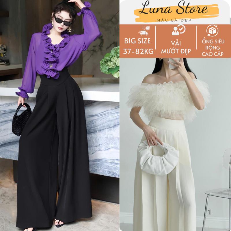 Quần váy ống siêu rộng chất xịn, mát  cạp cao dáng dài, quần big size nữ.