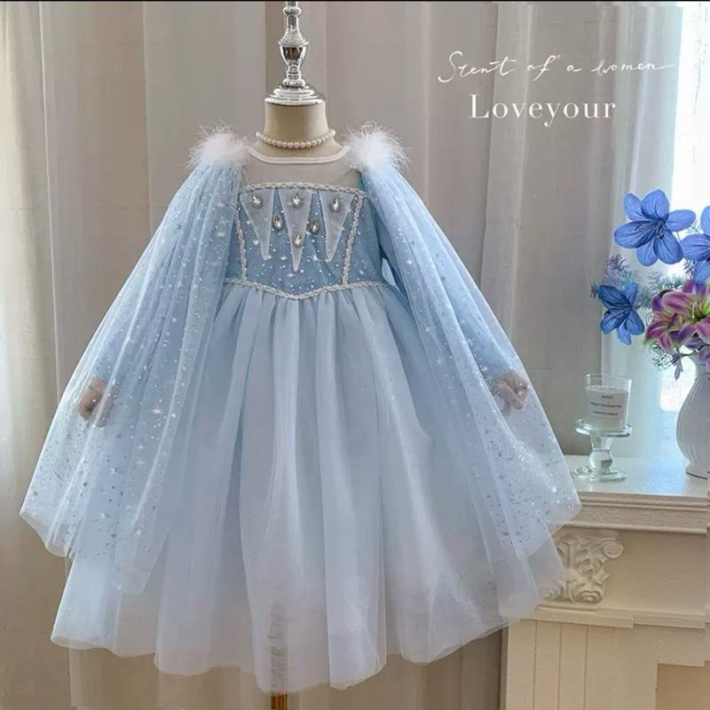 Cá Mập Con - V529: Váy Công Chúa Elsa Xanh Cao Cấp Lấp Lánh Xinh Bé Gái Váy Công Chúa Cho Bé Qccc