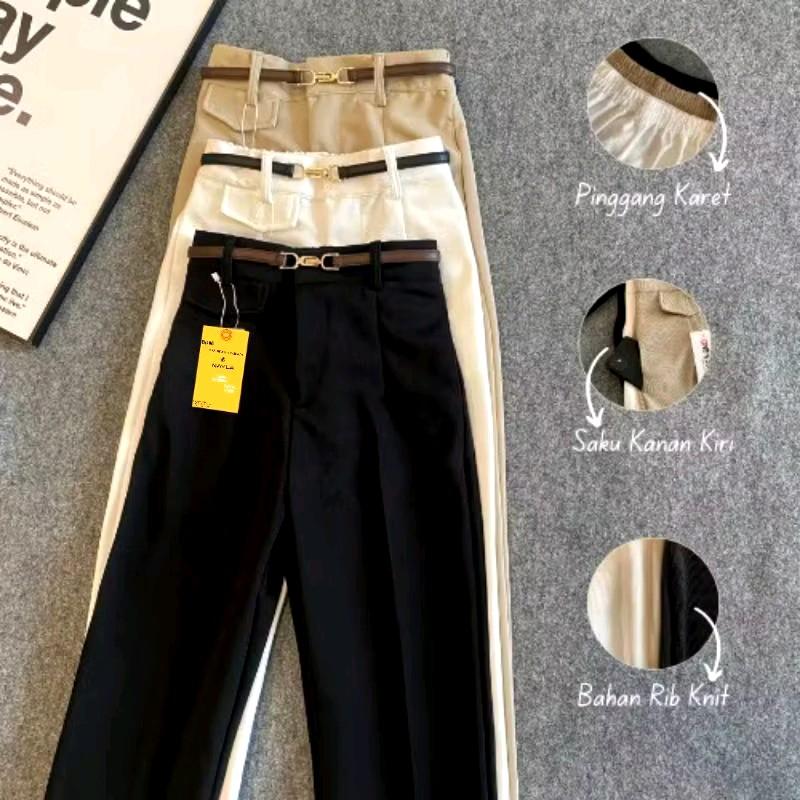 Celana Oro Pant Knit Haighwist Kekinian Original Kulot Wanita termurah 0