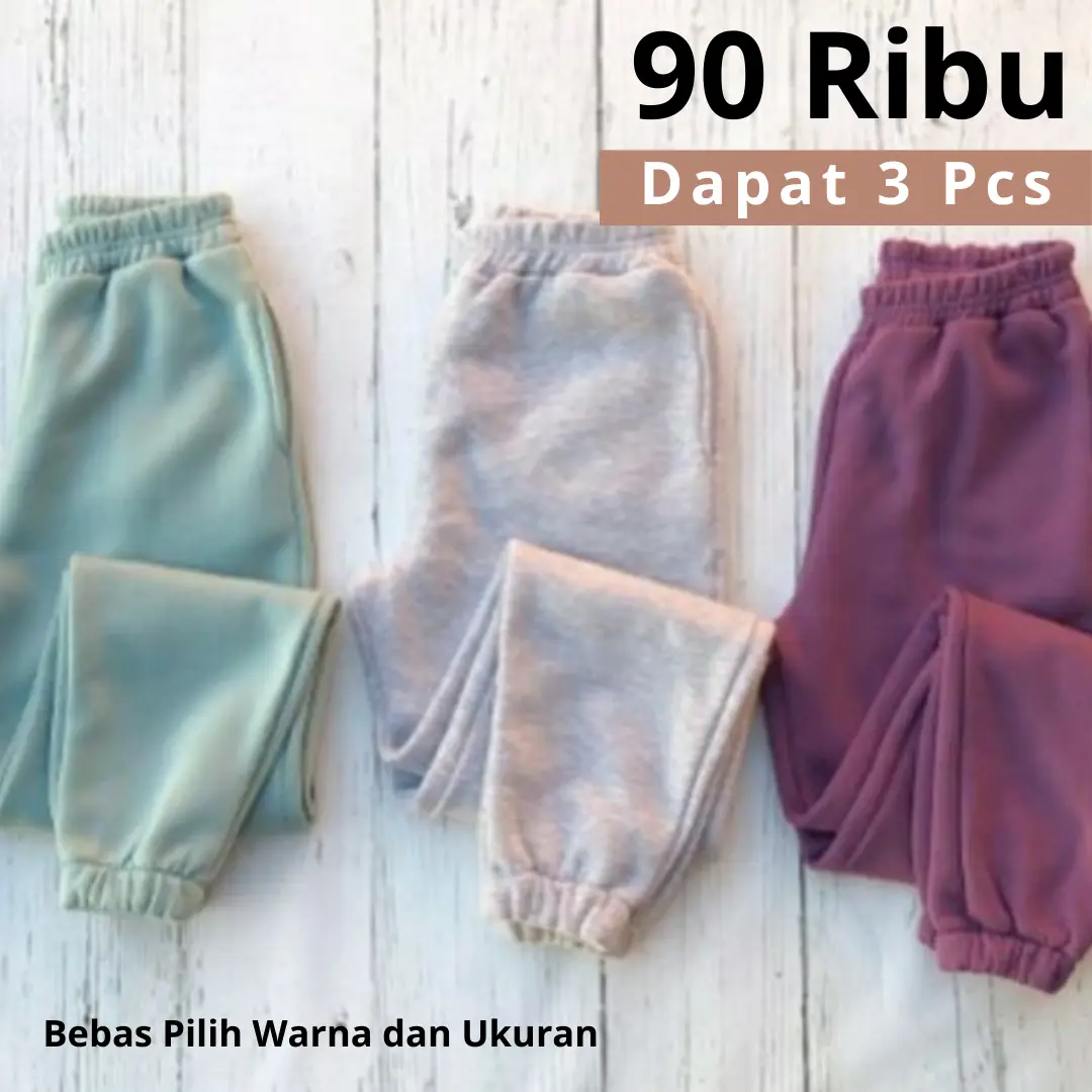 90 DAPAT 3 PCS JOGGER SWEATPANTS UNISEX BAHAN FLEECE COTTON TIDAK MUDAH KUSUT | CELANA OLAHRAGA TRENDI