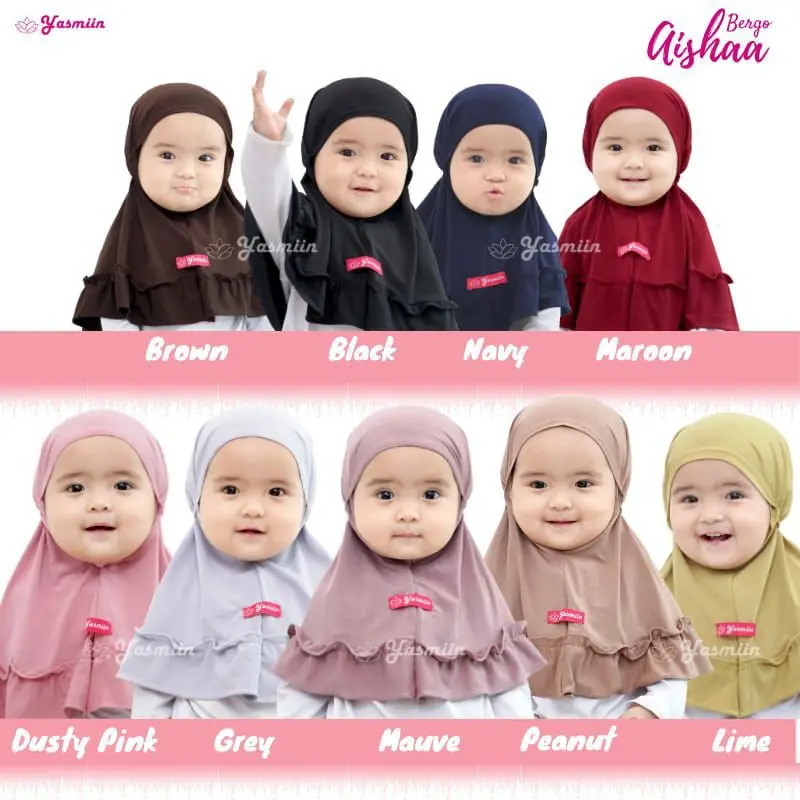 6M - 8tahun Jilbab Bergo Anak bayi Aishaa Yasmiin Bayi Muslim
