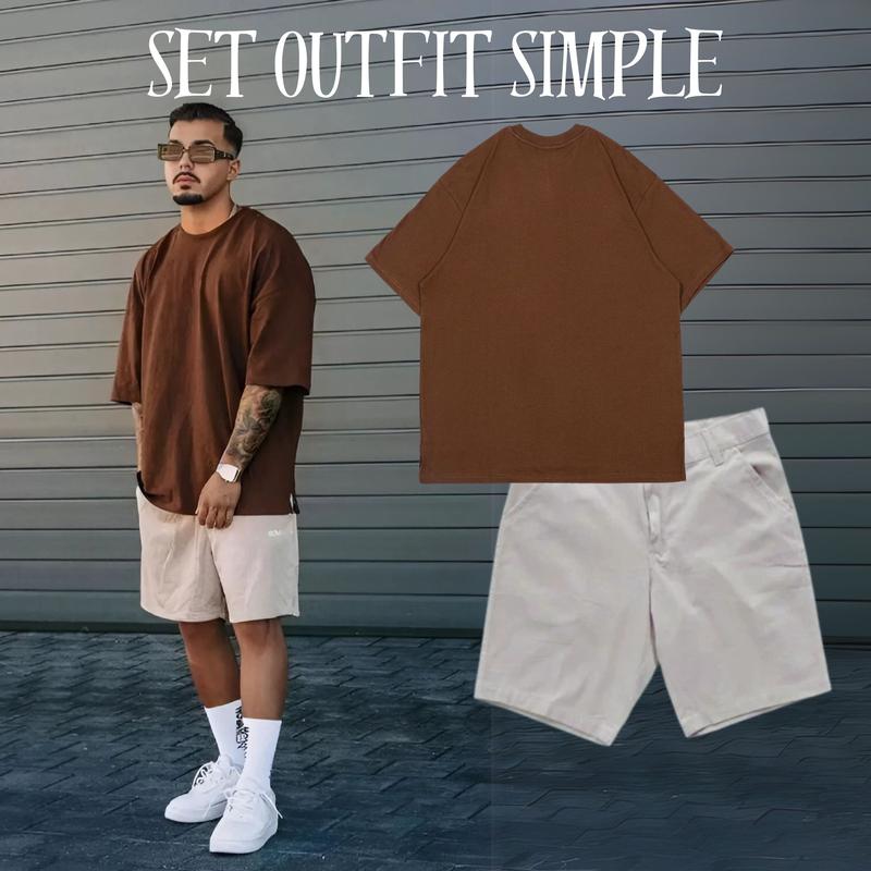 Product Introduction of Cstl - Setetan  Simple Kekinian Baju Over Size Mix Chinos Atasan Casual outfit cowok  keren 1 set korean style Apprl-001 setelan  starboy 4