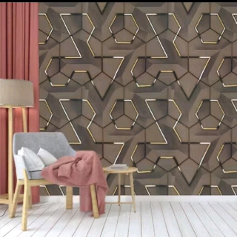 Promo Harga Peket 5 Roll Wallpaper Sticker Dinding Geometris 3D Kristal Dekorasi Dinding Ruang Karaoke Kafe Ruang Live Studio Kertas Pvc 3