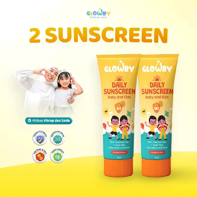 (Glowby) Daily Sunscreen Wajah dan Badan 2 Pcs Spf 50 30 ml Mencerahkan dengan Niacinamide 0