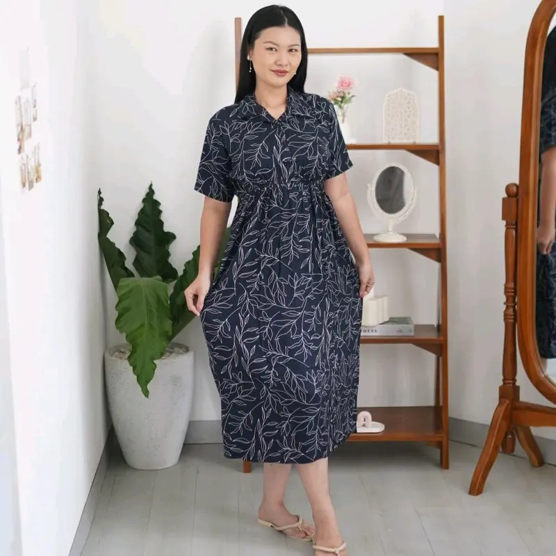 Quila homewear daster collection Nerissa series rayon premium mahira dailywear Motif Twill Cantik Busui Ibu Kancing 7