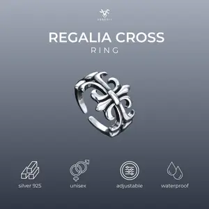 S925 Venerix Regalia Cross Ring – ADJUSTABLE ANTI KARAT PREMIUM MEWAH ELEGANT UNISEX
