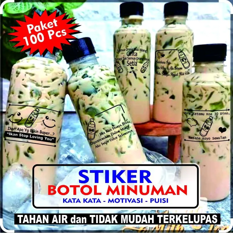 STIKER KATA-KATA 12 KARAKTER LUCU MINUMAN KEMASAN BOTOL ( vol 1 ) 0