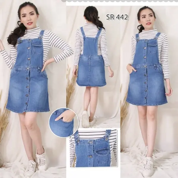 ZerOne - Overall Jeans Rok Kancing Pendek 442 Rok Jeans Pendek 0