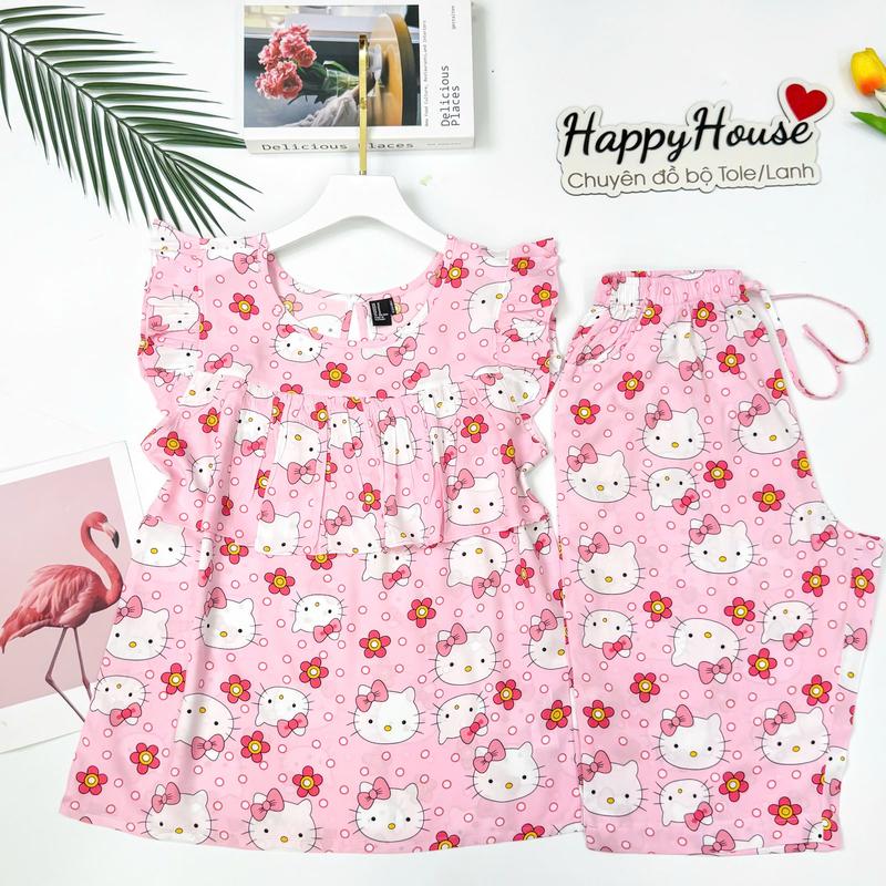 Đồ bộ Tole nữ, Đồ bộ Lửng cánh tiên bèo ngực F21 VNXK 45-75kg, chất tole 2 da mịn mát cao cấp - có BigSize - Women, Quần Ngủ Áo Top