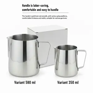 Gelas Milk Jug Kopi Espresso Latte Art with Scale DR-35 Stainless Steel 201 350 ml & 580 ml Desain Khas Spout Presisi & Gagang Ergonomis