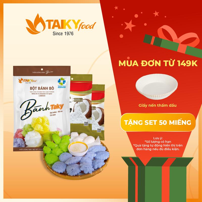 Combo Bột Bánh Bò rễ tre Tài Ký 500g và 2 gói Bột Cốt Dừa Takoky 50g 