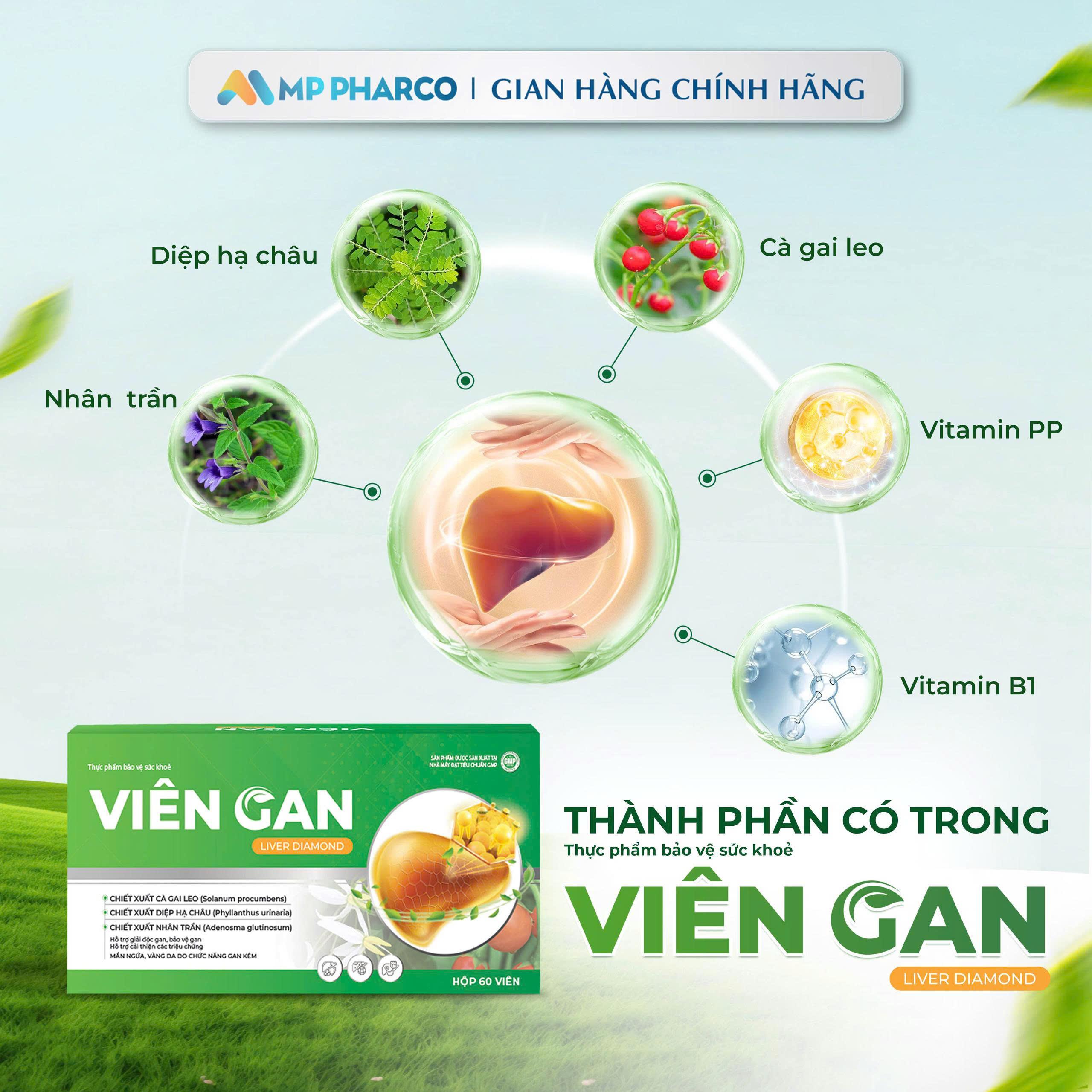 MP18 TPBVSK VIÊN GAN LIVER DIAMOND -Hỗ Trợ Giải Độc Gan,Mát Gan ,Bảo Vệ Gan, Mẩn Ngứa Vàng Da do chức năng gan kém ,hộp 60 viên