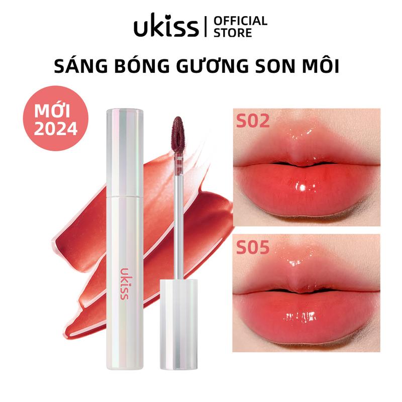 UKISS Son Bóng Tráng Men 3g, Hoàn Thiện Gương, Dưỡng Ẩm, Cấp Nước, Son Môi Dạng Lỏng, Trang Điểm Môi, Hiệu Ứng Lấp Lánh mỹ phẩm Cosmetic