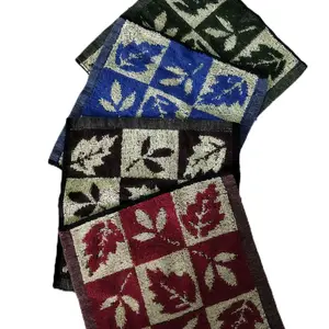 Saputangan Lap Handuk Warna Gelap Motif Daun Elegan untuk Kebutuhan Harian Anda
