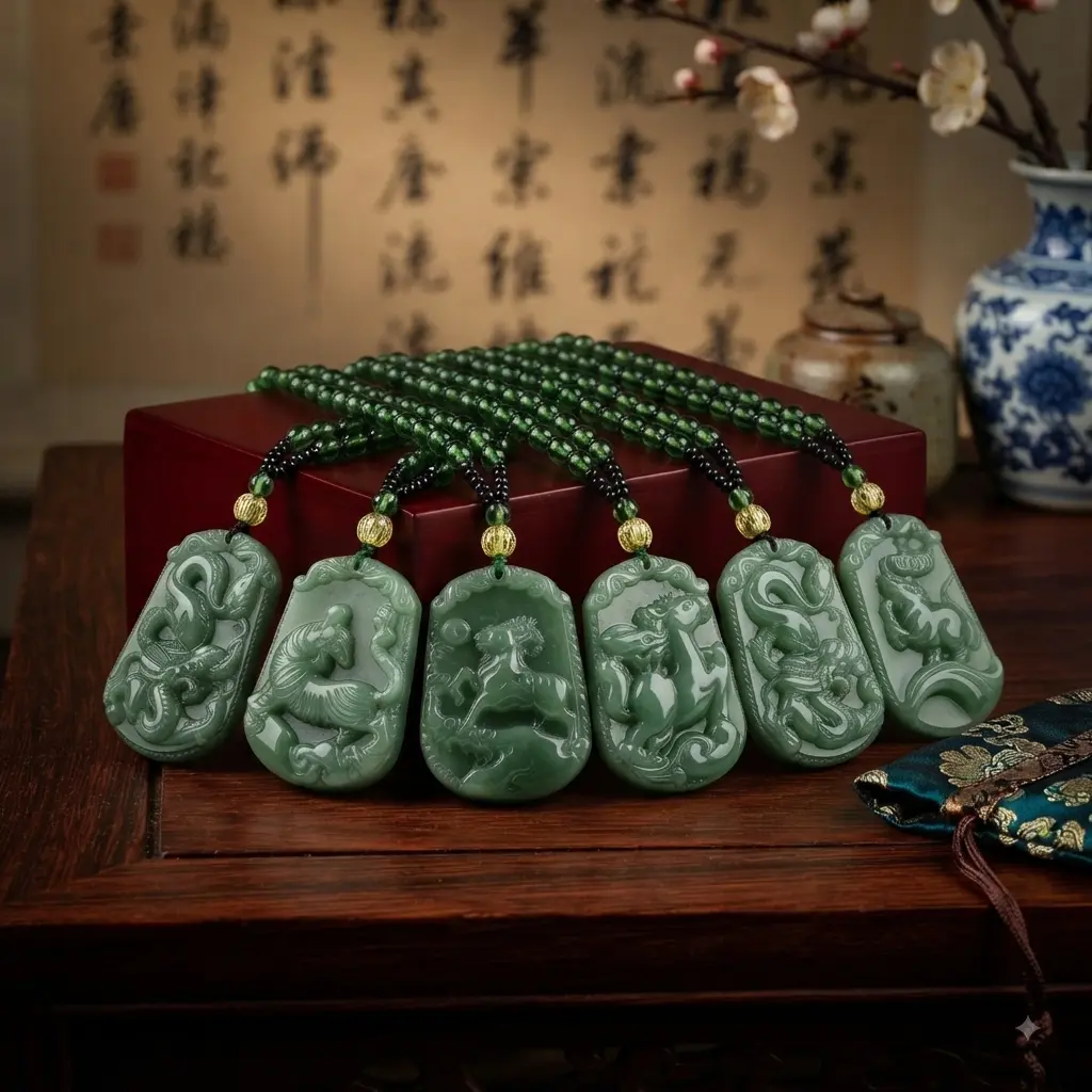 KALUNG LIONTIN GIOK PRIA DAN WANITA MODEL BATU DARI CHINA ASLI