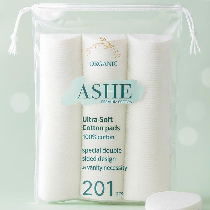 ASHE Bông Tẩy Trang 201 Miếng 100% Cotton Tự Nhiên Mềm Mịn An Toàn Cho Mọi Loại Da Không Xơ Đặc Biệt Hai Mặt Khác Nhau