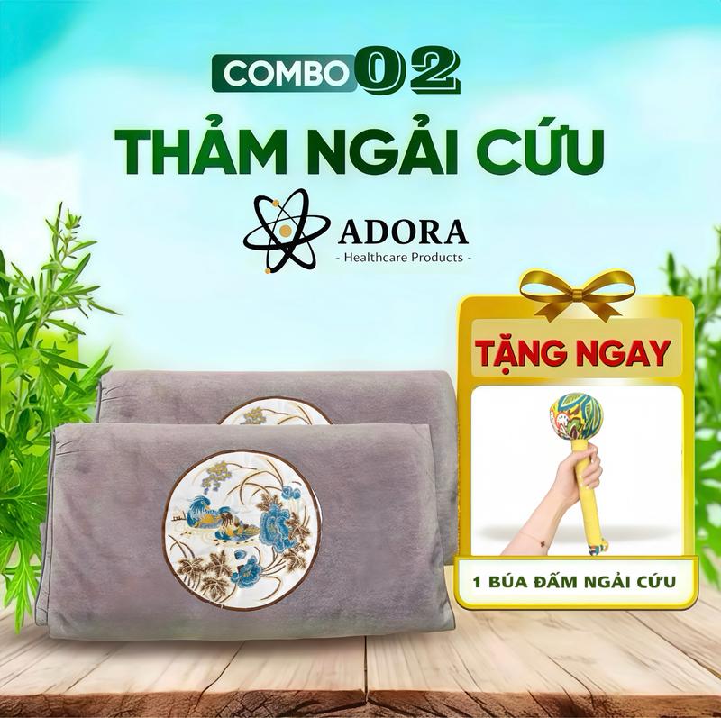  Combo 2 Thảm Ngải Cứu Đông Y ADORA Chính Hãng  Tặng 1 Búa Đấm Ngải Cứu  | Chườm Nóng Sưởi Ấm Hỗ Trợ Đau Nhức Xương Khớp Mỏi Vai Gáy Tê Bì Chân tay mùa đông rất tốt cho sức khỏe 