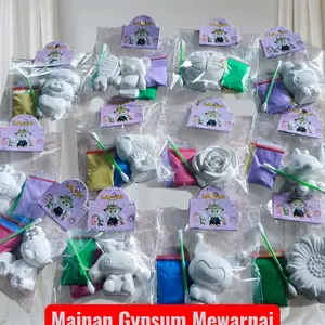 25 Set Paket Hemat Mainan Mewarnai Patung Gypsum Edukasi Anak Berkarakter Lucu Souvenir Murah Desain Unik