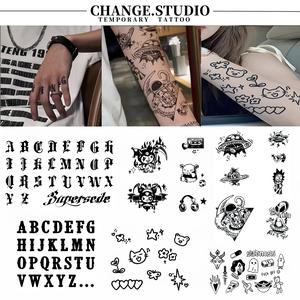 Hình Xăm Tạm Thời, Thời Trang, Kích Thước Nhỏ, 26 Chữ Cái, Hình Xăm Nhỏ, Kéo Dài Trong 15 Ngày, Không Thấm Nước Và Chống Trơn Trượt, Miếng Dán Hình Xăm