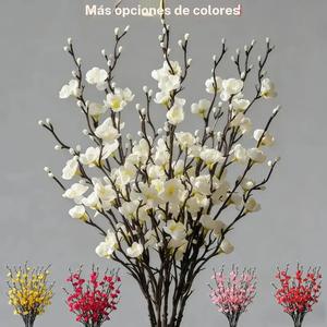 Paquete de 10 ramitas de flores de ciruelo artificial realistas, con tallos de seda, ramitas marrones naturales, brotes, ideales para arreglos en jarrones, decoración del hogar, bodas y fiestas, no requiere agua.