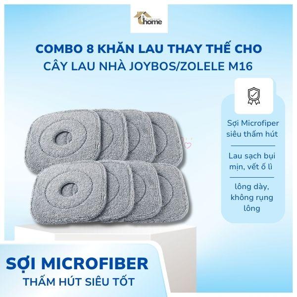  Bộ 8 Khăn Lau Sàn Thay Thế Cho Cây Lau Nhà tự vắt tách nước bẩn Joybos Zolele M16 