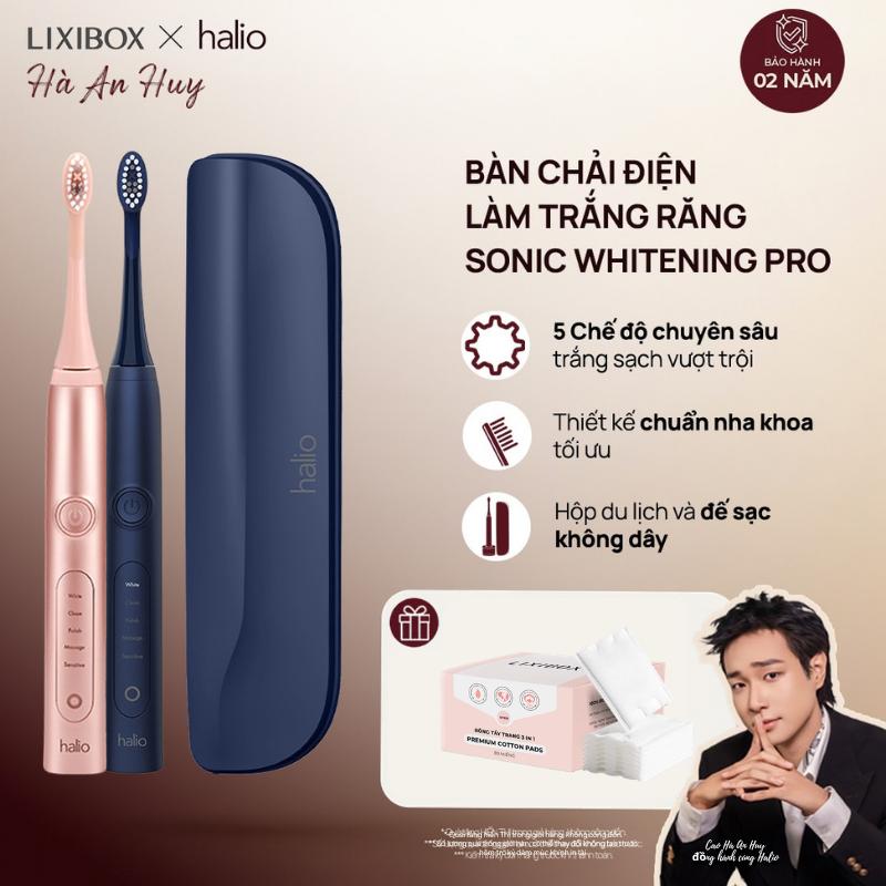 Bàn Chải Điện Làm Trắng Răng Halio Sonic Whitening Electric Toothbrush PRO White - Sạc Không Dây có chế độ nhạy cảm - dành cho răng nhạy ccảm và răng niềng banchai dien