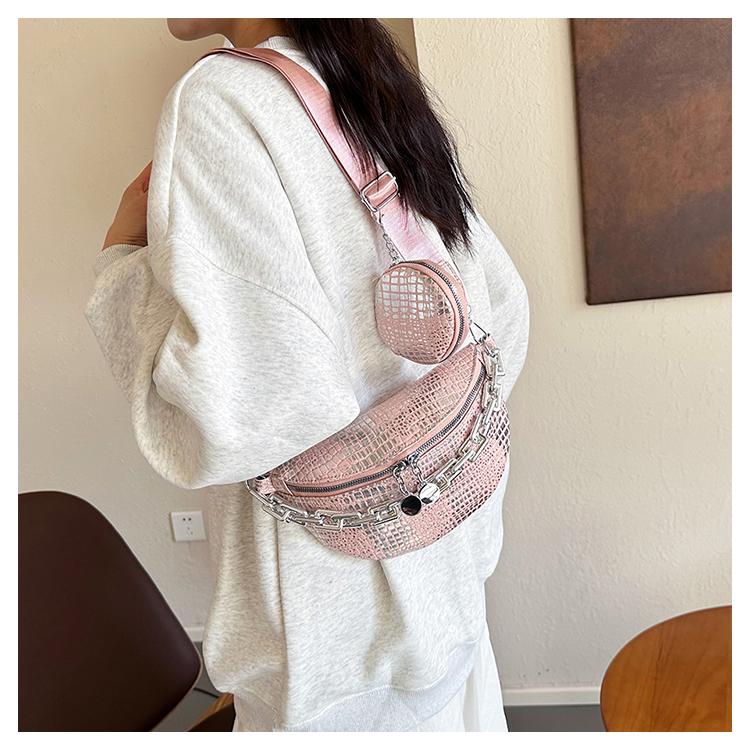Product Introduction of Crocodile Women Chest Bag High Quality PU Leather Crossbody Bags For Girls Luxury Decoration Female Shoulder Bags 4