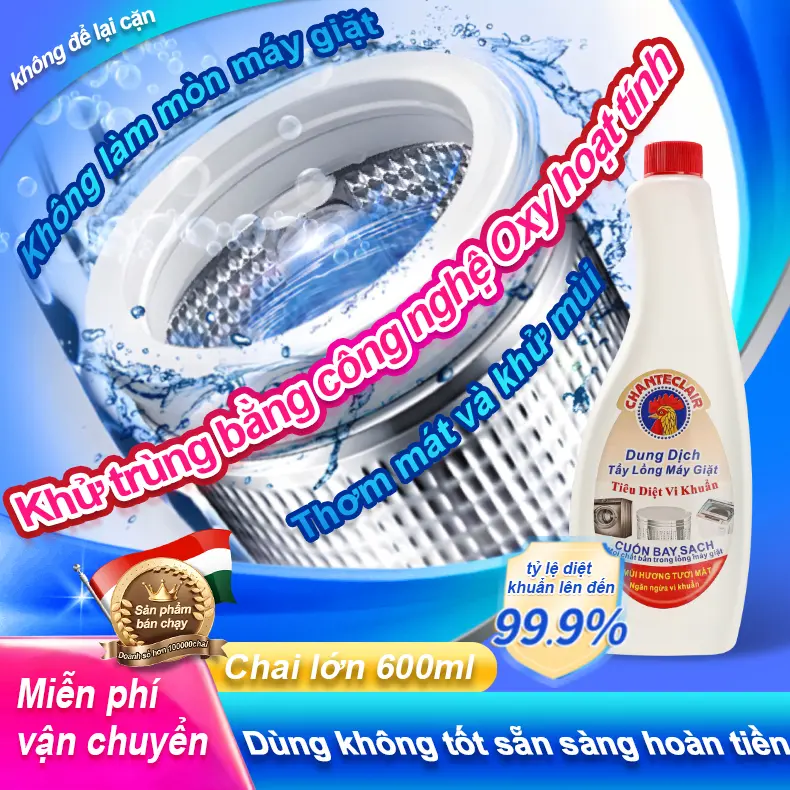 Dung Dịch Tẩy Lồng Máy Giặt Chanteclair, Làm Sạch, Diệt Khuẩn, Tẩy Sạch Vết Bẩn Tích Tụ, Chất Cặn Lồng Máy Giặt Hiệu Quả, An Toàn Tặng Thẻ Voucher 20K Chăm Sóc Khách Hàng ChanteCLAIR, BẢO HIỂM HÀNG HÓA, DỊCH VỤ CHĂM SÓC KHÁCH HÀNG
