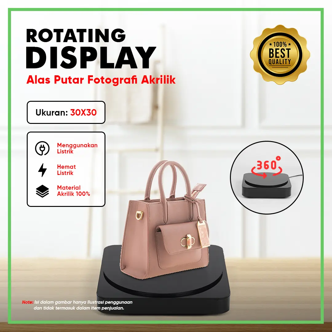 Rotating Display Rotary Produk Video Live Foto Pajangan Ukuran 30x30cm
