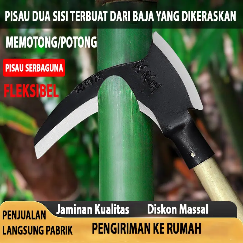 Pemangkas Sabit Kapak Ganda Multifungsi 6722 dengan 2 Mata Pisau Tajam - Arit 0