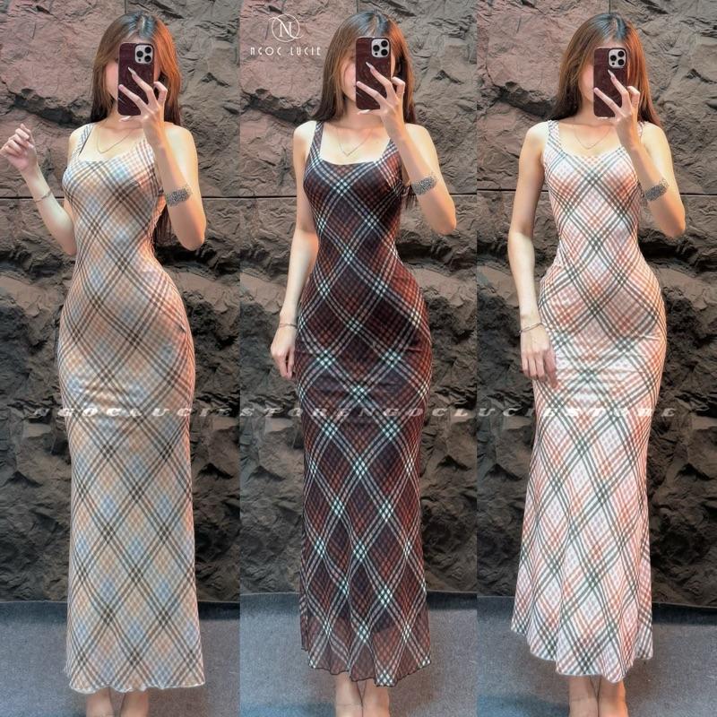 D1053 - 2 Lớp Đầm Body Đuôi Cá Dây Bản Vải Lưới Hoạ Tiết - Ngọc Lucie