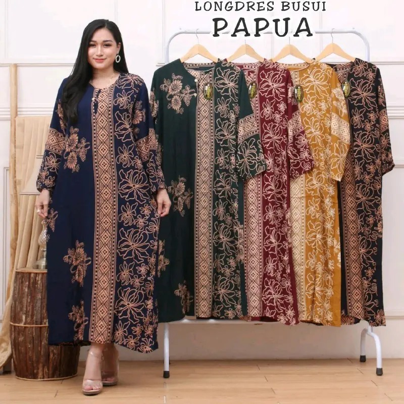 longdress panjang ibu muda kekinian / daster wanita dewasa kancing dada aneka motif cantik 5