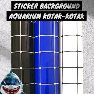 Stiker Background Aquarium Kotak-Kotak Premium VYNIL Tahan Air & Luntur Dengan Perekat Kuat Ukuran L 61 cm x P 50 cm hingga 500 cm