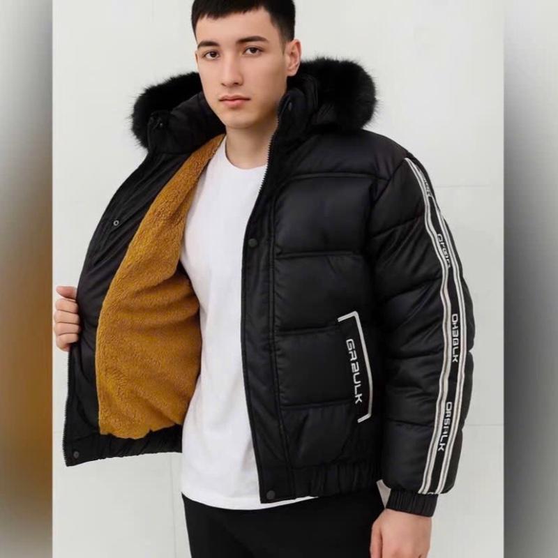  Áo Khoác Nam,Áo Phao Mũ Lông Giầy Đẹp In Chữ Mùa Đông Kiểu Dáng Hàn 