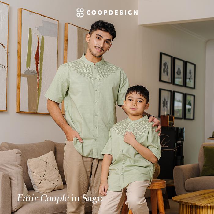 Gambar Coop Design - Emir Koko Couple Ayah Anak Dewasa Bordir Kurta Kerah Changi Collarless Katun Polos Lengan Pendek Pria - Sage, 4 - Anak dari Coop Design Kota Bandung 5 Tokopedia