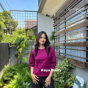 KAYA Atasan Muslimah Lengan 3/4 Rample Baju Hijab Basic Wanita Simple Nyaman Lembut Tshirt Katun  Panjang Blouse Balon Baju Bahan Cotton Combed 30s